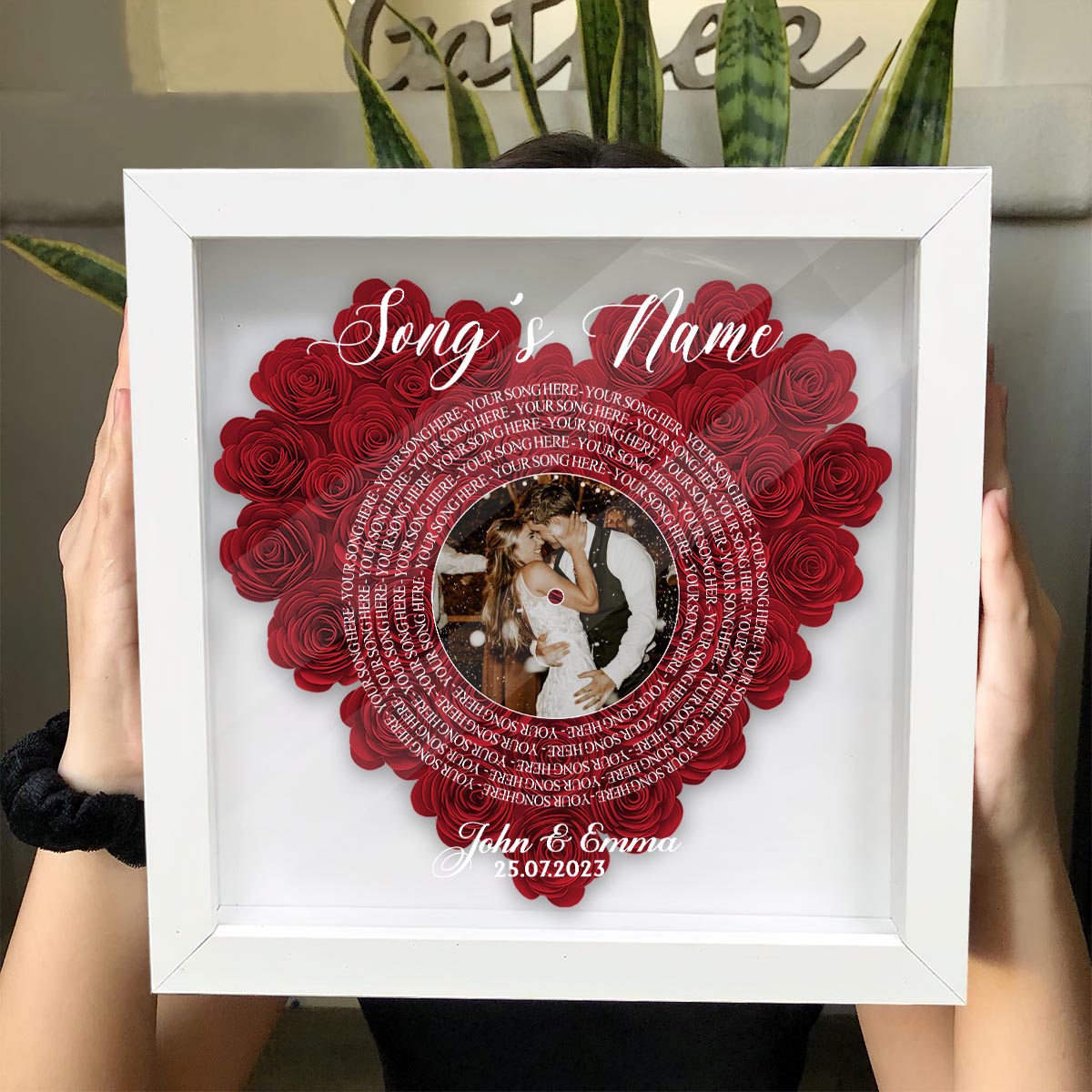 First Dance Song - Personalized Husband And Wife Flower Shadow Box