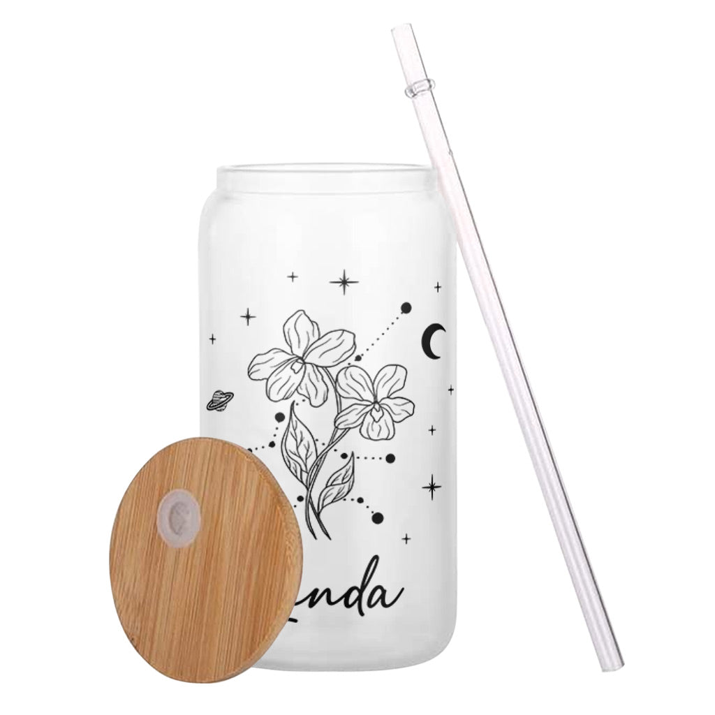 Zodiac Sign Birth Flower - Personalized Horoscope Can Glass