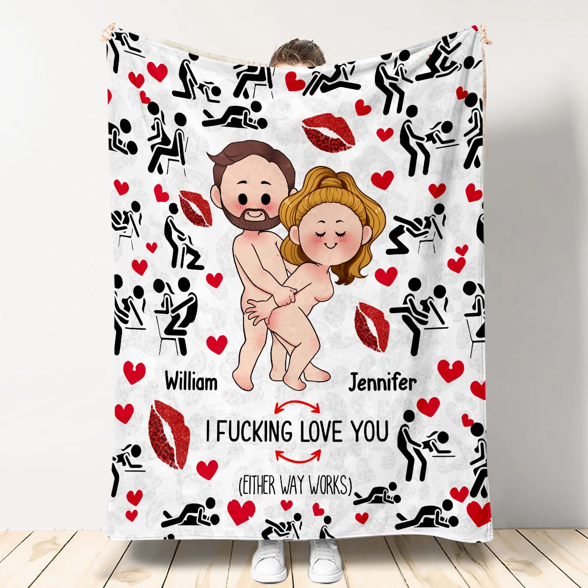 Personalized I Love You Adult Couple Content Fleece Blanket