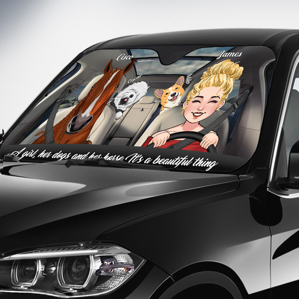 What A Beautiful Thing - Personalized Horse Car Sunshade