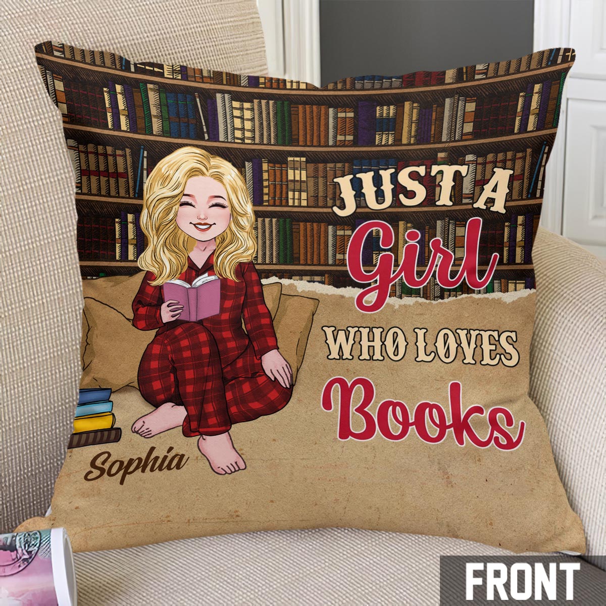 Just A Girl Who Loves Book - Personalized Book Throw Pillow
