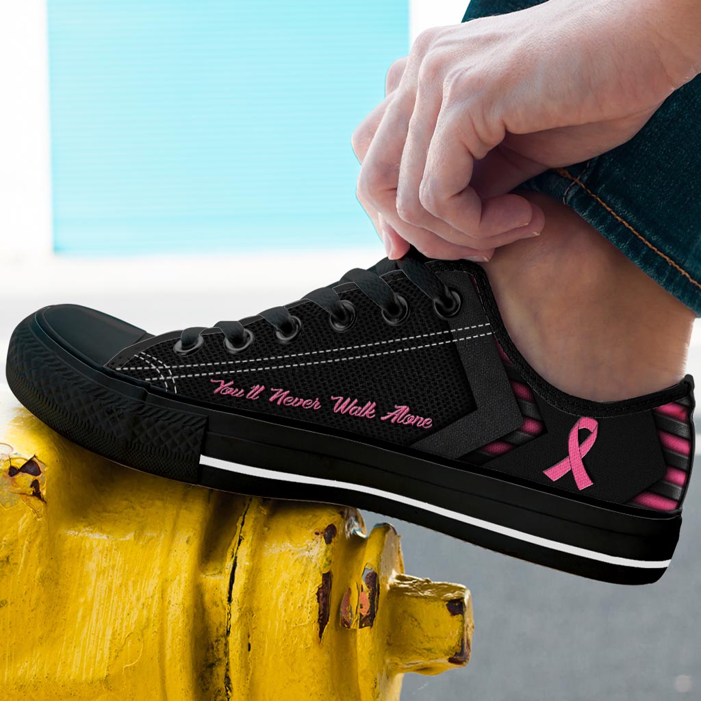 You'll Never Walk Alone - Personalized Breast Cancer Awareness Low Top Shoes