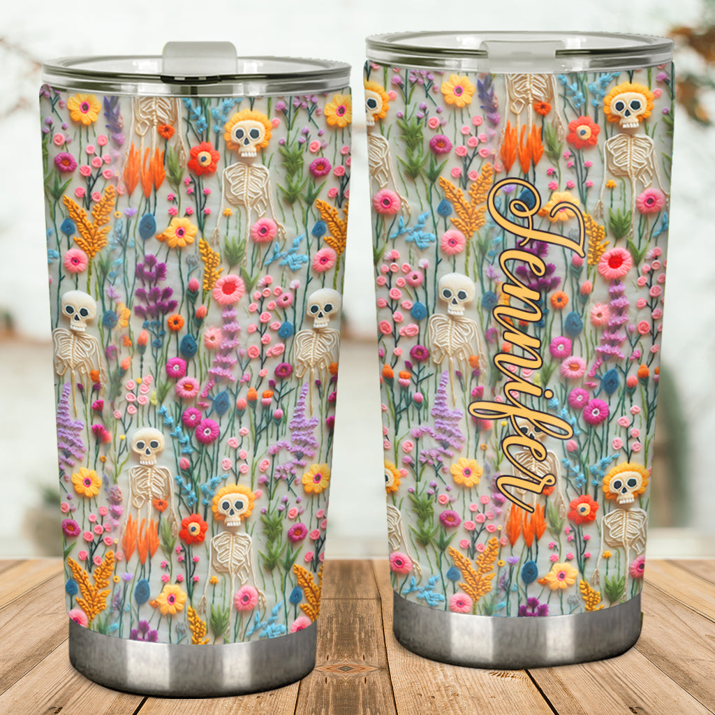 Floral Skeleton - Personalized Skull Tumbler