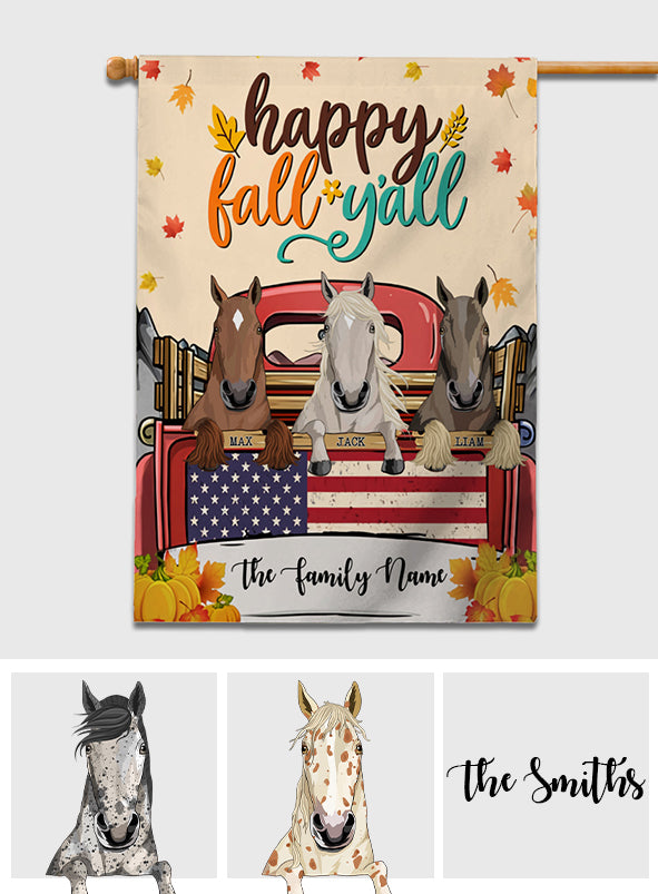 Happy Fall Y'all - Personalized Horse House Flag