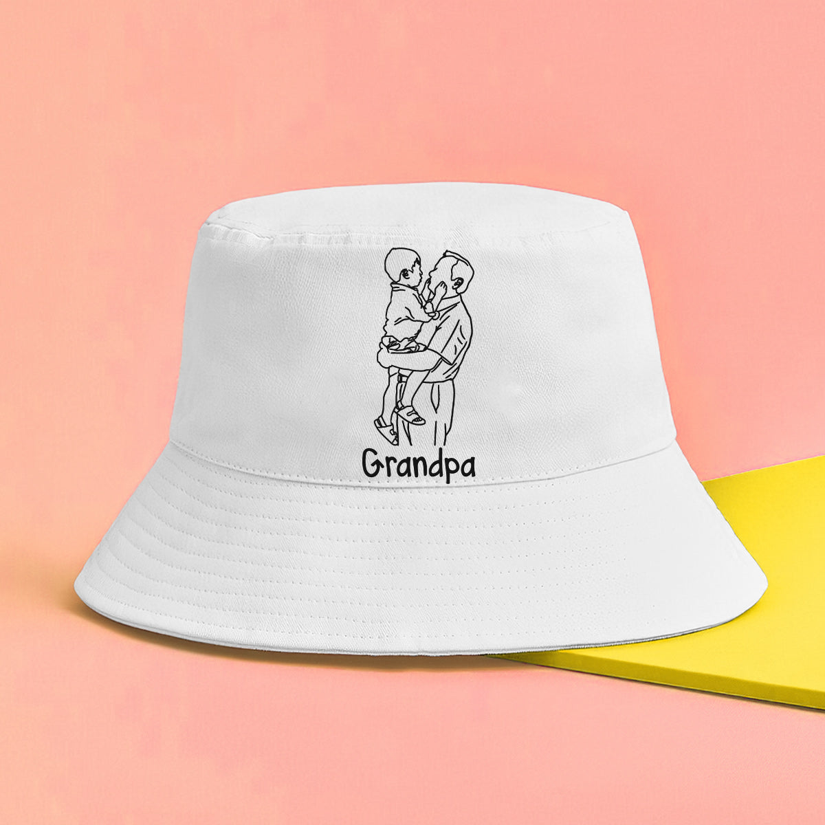 Custom Photo - Personalized Grandpa Embroidered Bucket Hat