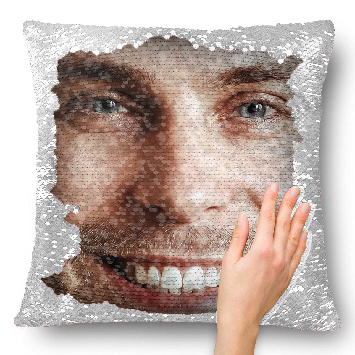 Funny Custom Face Sequin Pillow - Gift for husband, wife, boyfriend, girlfriend - Personalized Sequin Pillow Cover