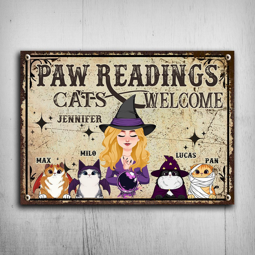 Paws Reading - Personalized Witch Rectangle Metal Sign