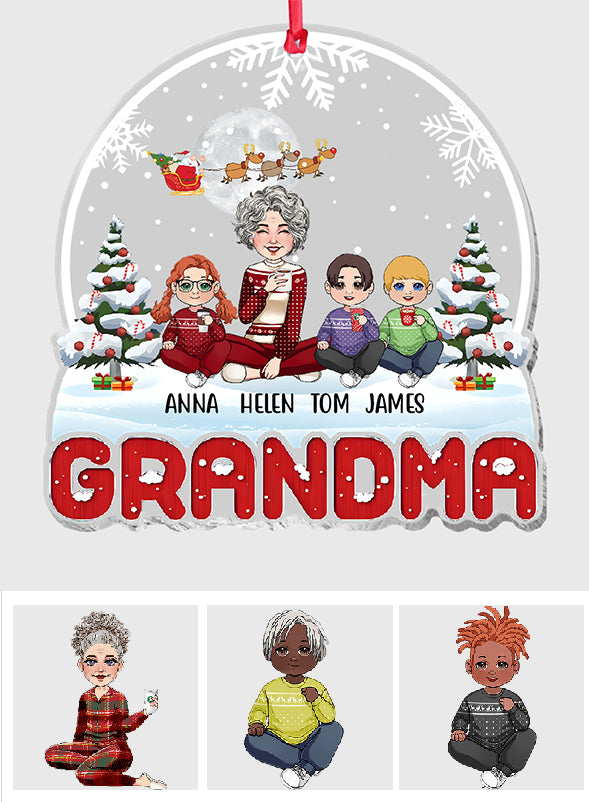 Cute Christmas Snowmy Grandma Mom Hugging Sweet Heart Kids Personalize -  HumanCustom - Unique Personalized Gifts Made Just for You