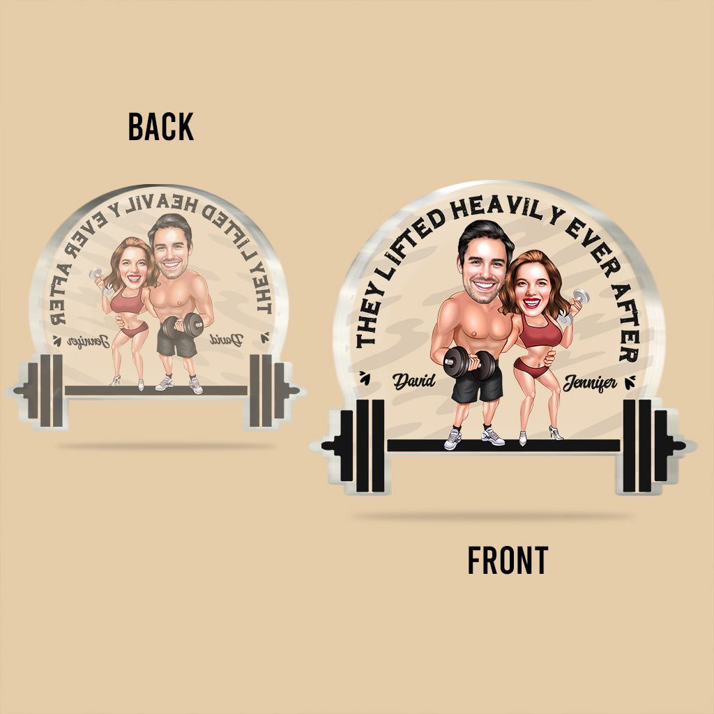 They Lifted Heavily Ever After - Personalized Fitness Custom Shaped Acrylic Plaque