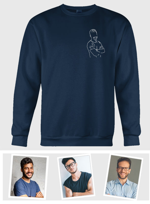 Custom Line Art - Personalized Son Embroidered Sweater