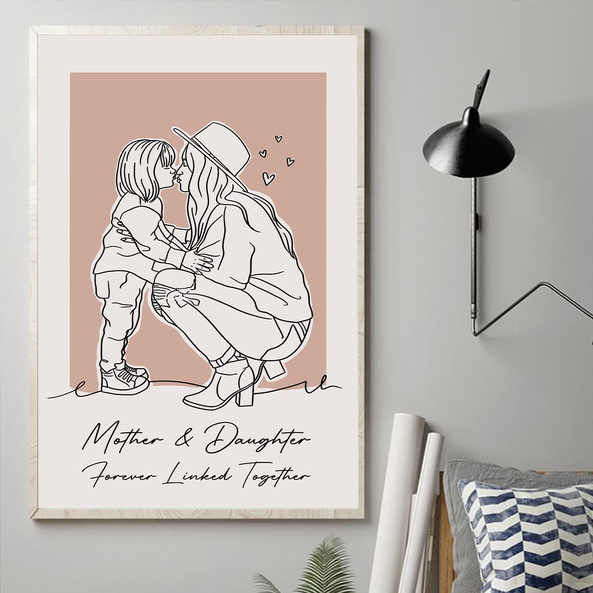 Custom Lineart Portrait - Personalized Mother Canvas And Poster