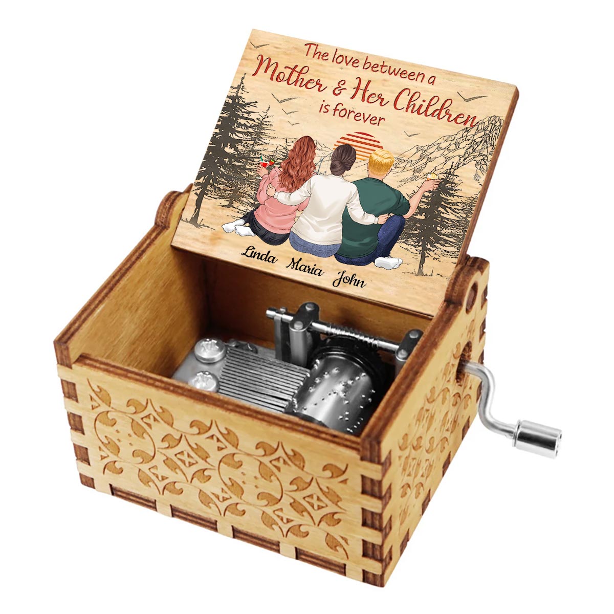 Love Forever - Gift for mom, daughter, son - Personalized Hand Crank Music Box