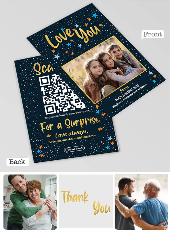 Thank You / Happy birthday / Love you - Photo Upload - Personalized QR Greeting Card