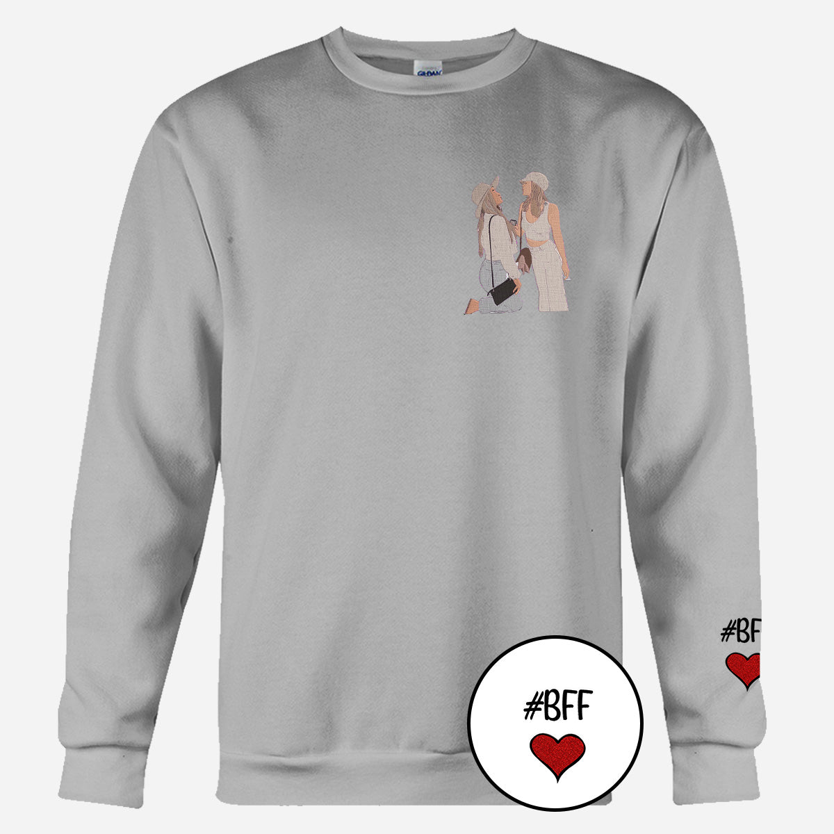 Custom 2D Photo - Personalized Bestie Embroidered Sweater