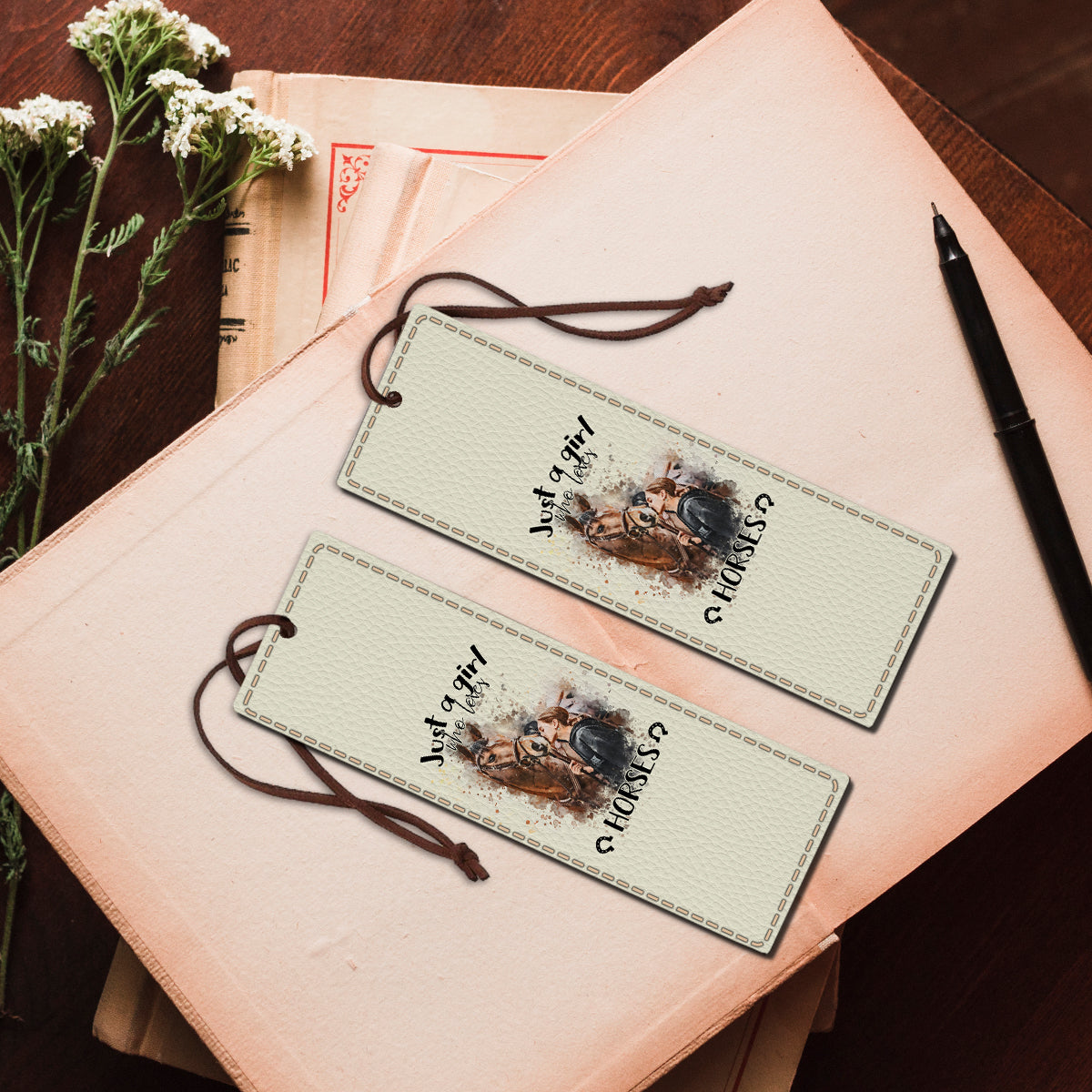 Just A Girl Who Loves Horses - Personalized Horse Leather Bookmark