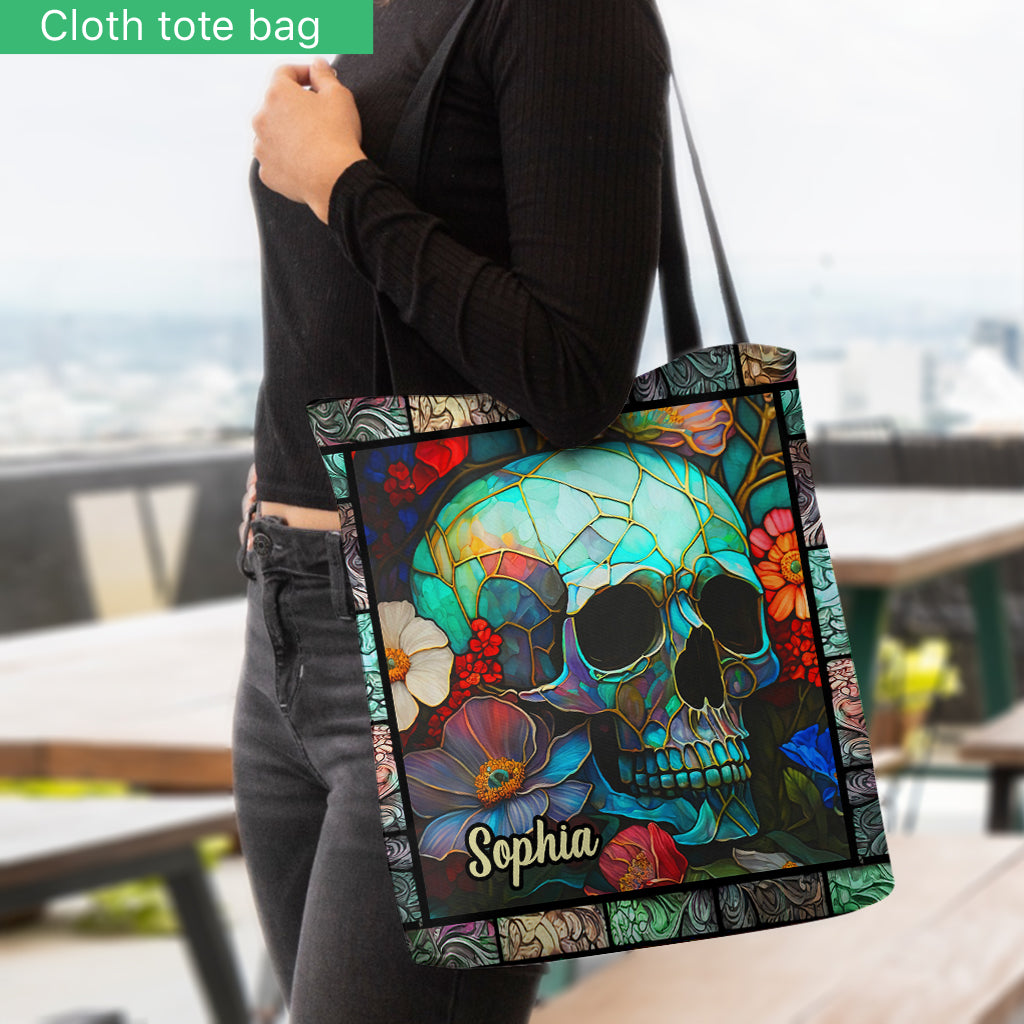 Floral Skull - Personalized Skull Tote Bag