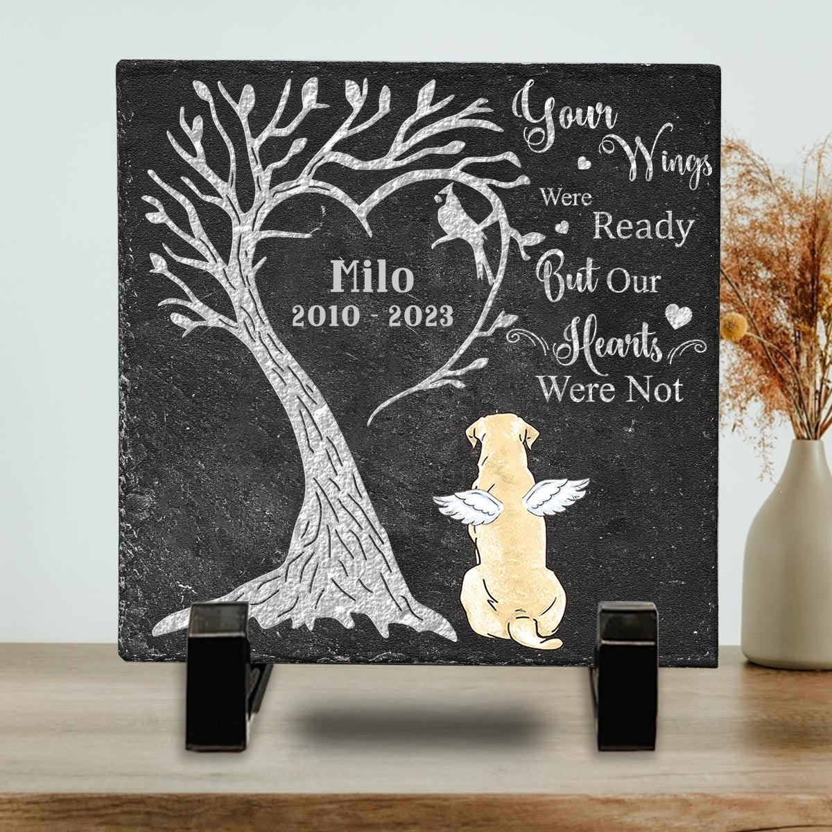 Your Wings Were Ready - Personalized Dog Square Shaped Stone