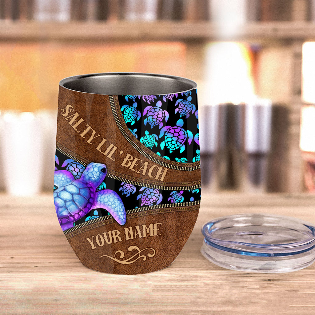 Salty Lil' Beach - Personalized Turtle Wine Tumbler