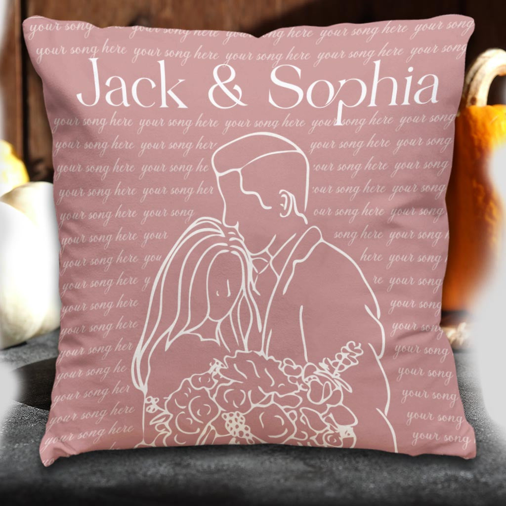 Wedding Song Lyrics Print - Personalized Husband And Wife Throw Pillow