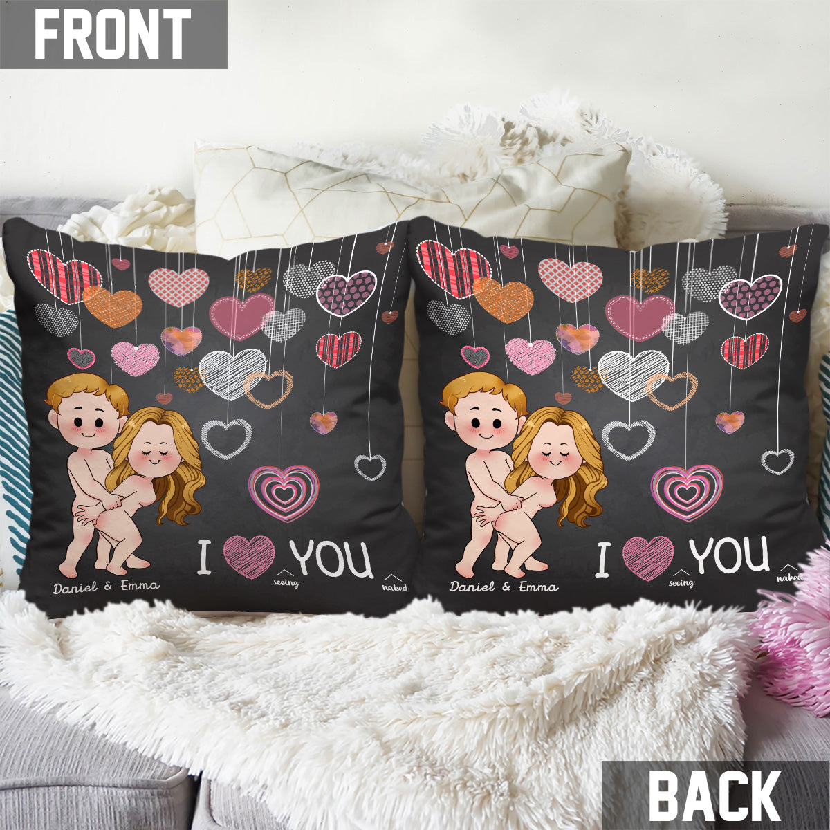 I Love Seing You Naked - Personalized Couple Throw Pillow