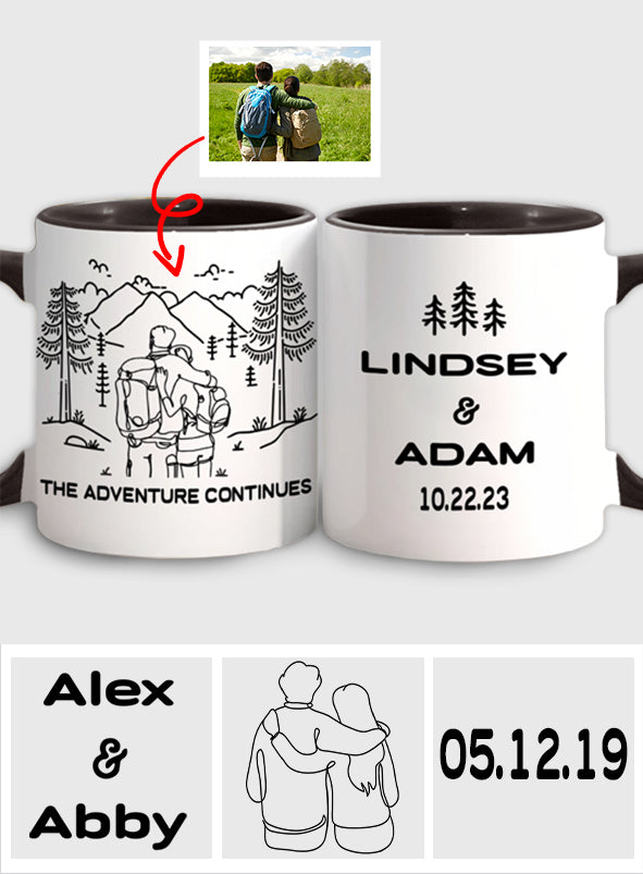 The Adventures Continues - Personalized Hiking Accent Mug