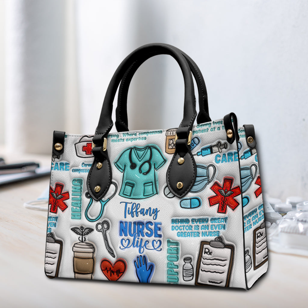 Nurse Life - Personalized Nurse Leather Handbag