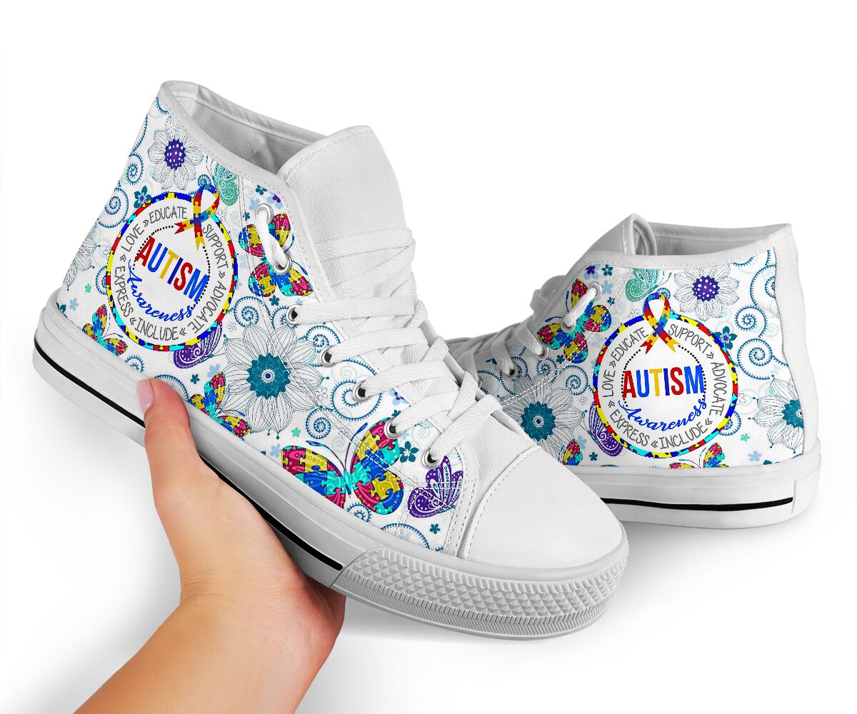 Autism Awareness Butterfly Ribbon Autism Awareness High Top Shoes 0622