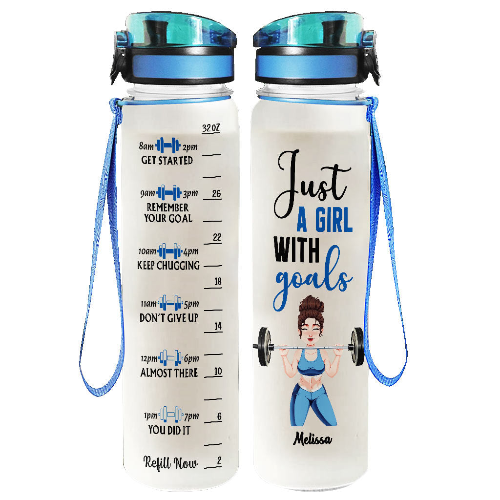 Just A Girl With Goals New Version - Personalized Water Bottle