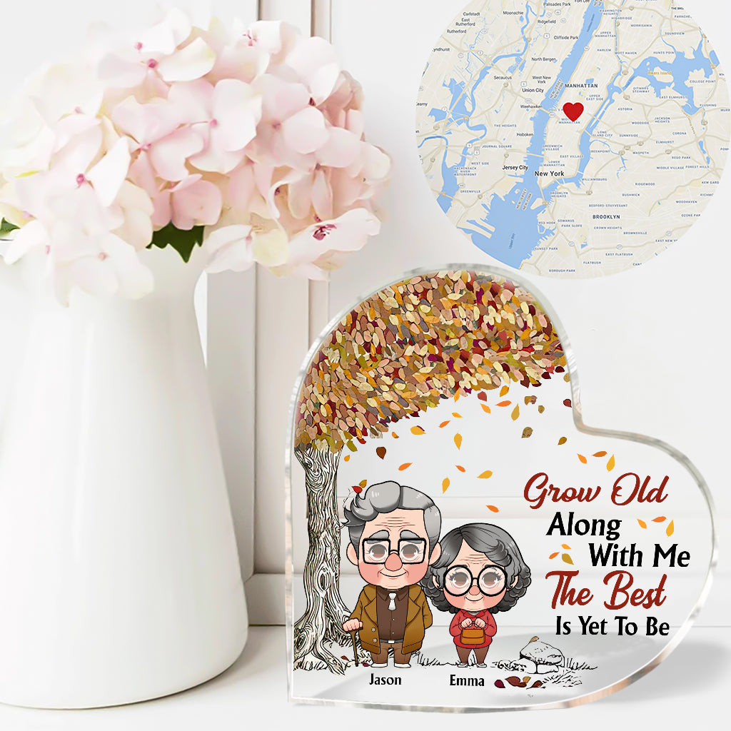 Grow Old Along With Me - Personalized Husband And Wife Custom Crystal Heart Keepsake