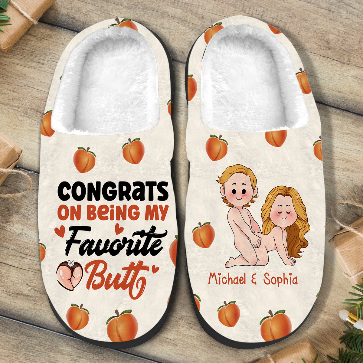 Congrats On Being My Favorite - gift for wife, husband, boyfriend, girlfriend - Personalized Slippers