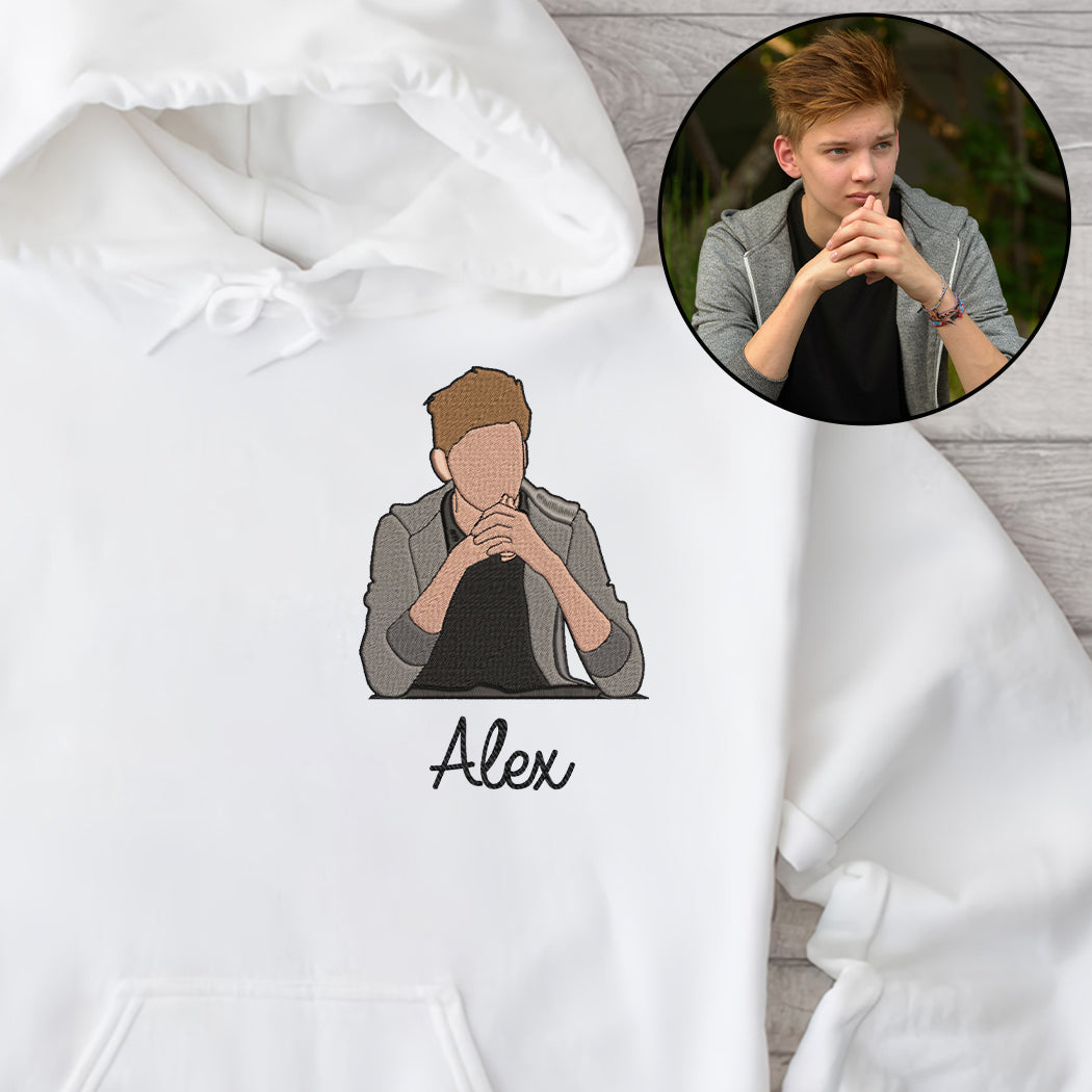 Custom 2D Photo - Personalized grandson Embroidered Hoodie