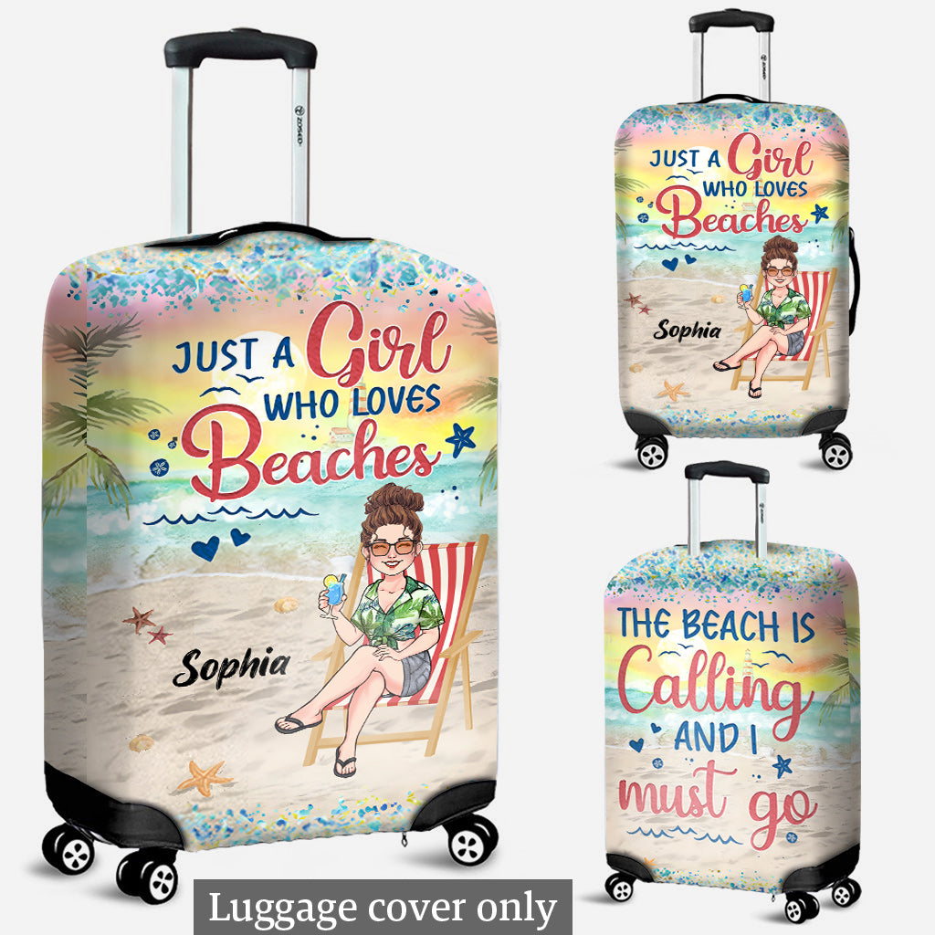 Just A Girl Who Loves Beach - Personalized Sea Lover Luggage Cover