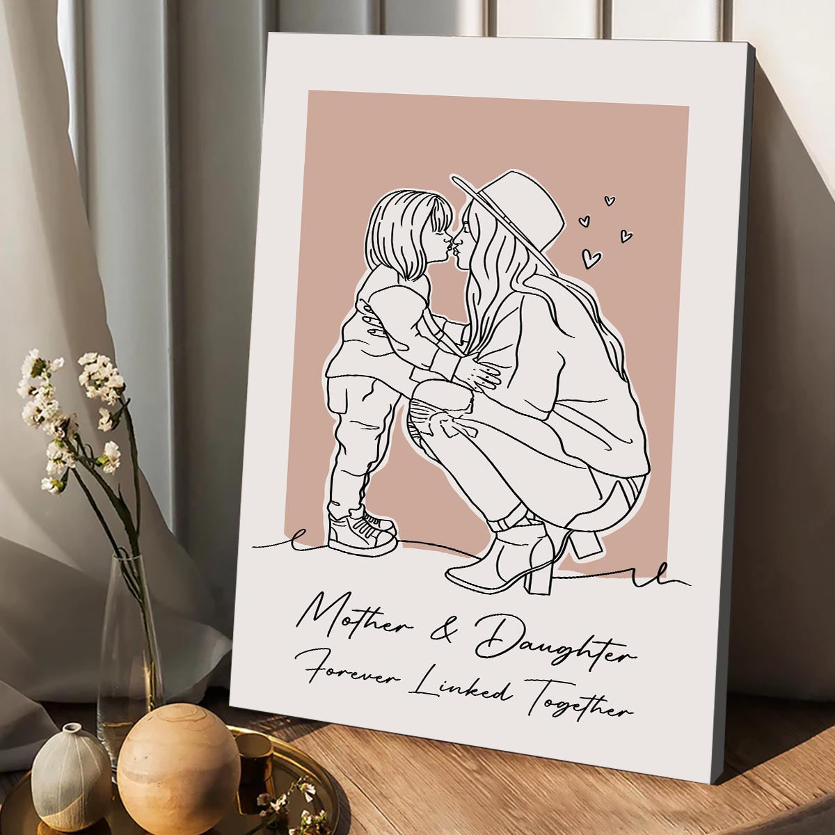 Custom Lineart Portrait - Personalized Mother Canvas And Poster