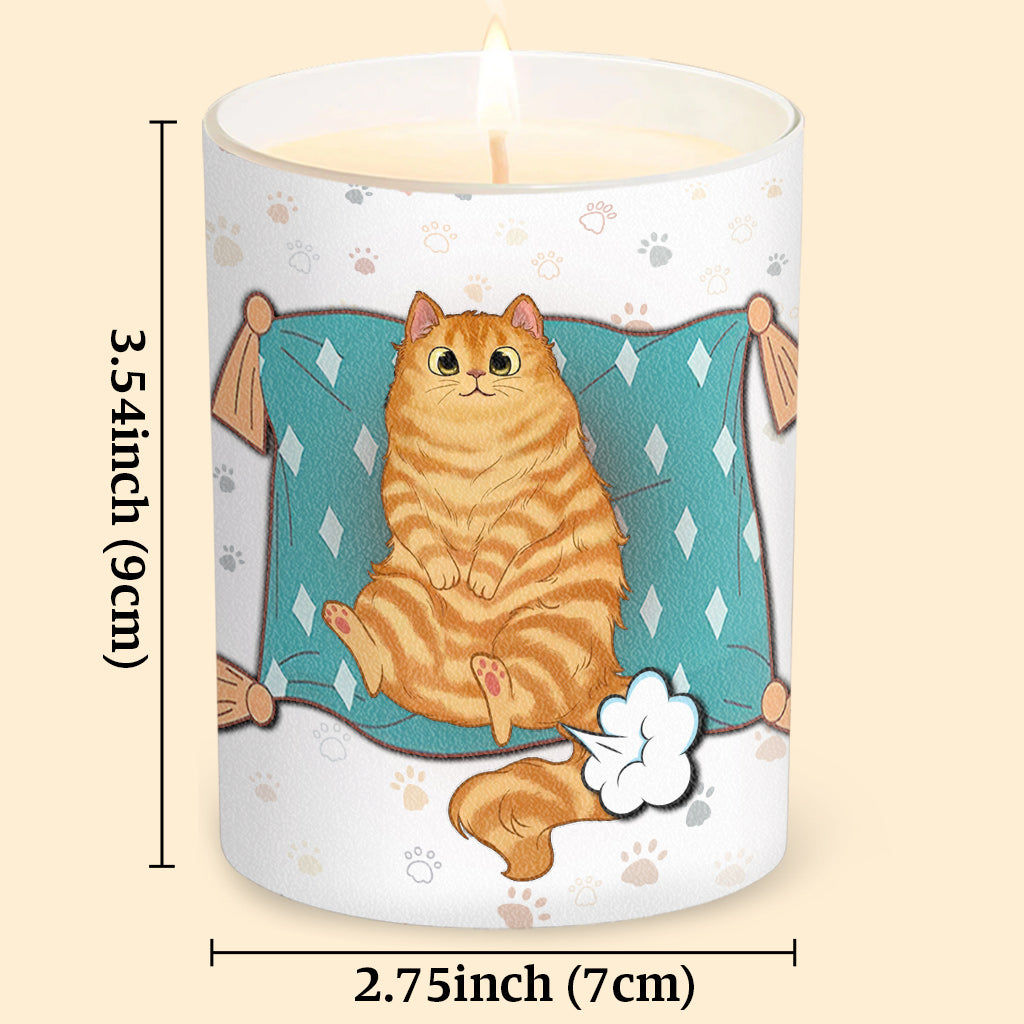 Because The Kitty Farted - Personalized Cat Candle With Wooden Lid