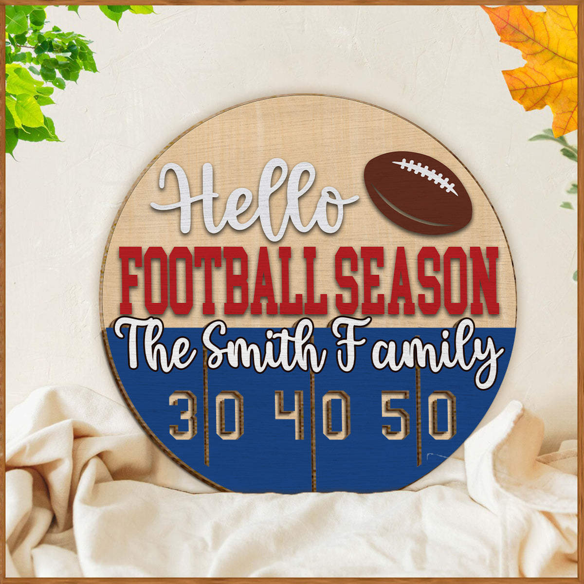 Hello Football Season - Personalized Football 2 Layered Wood Sign / Wood Plaque