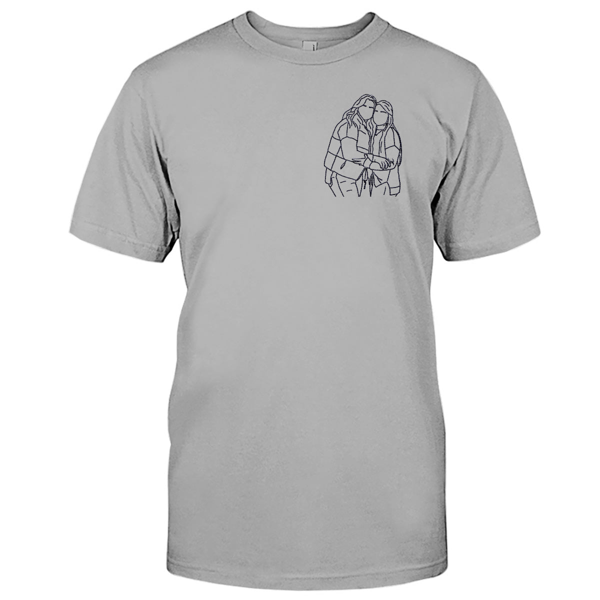 Custom Line Art - Personalized Bestie Embroidered T-shirt