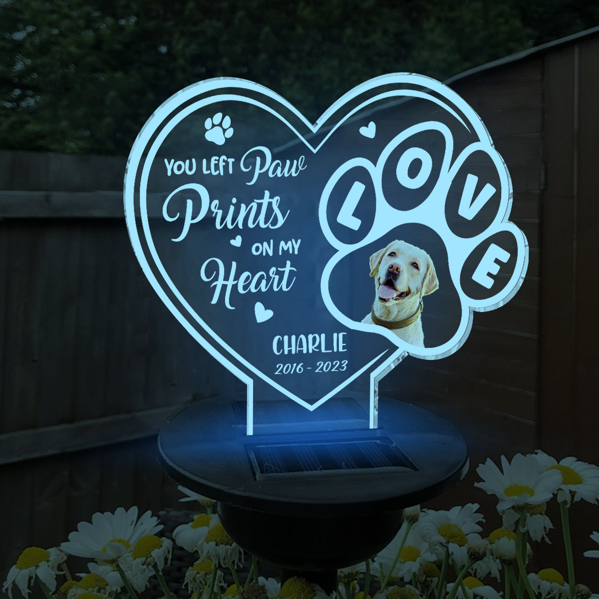 You Left Paw Print On Our Heart - Personalized Dog Garden Solar Light