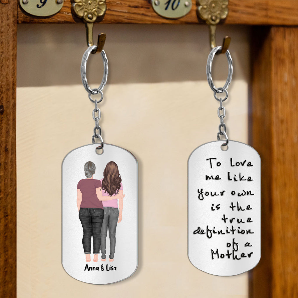 The True Definition Of A Mother - Gift for Step Mom - Personalized Stainless Steel Keychain