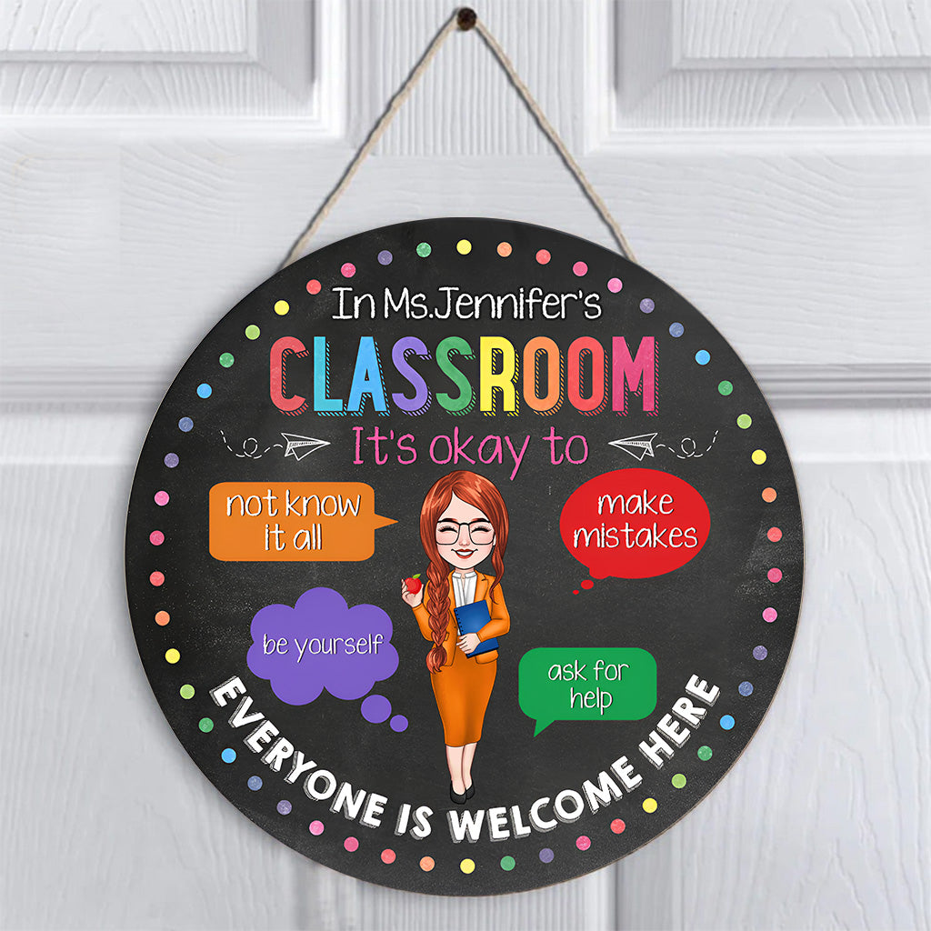 In This Classroom - Personalized Teacher Round Wood Sign