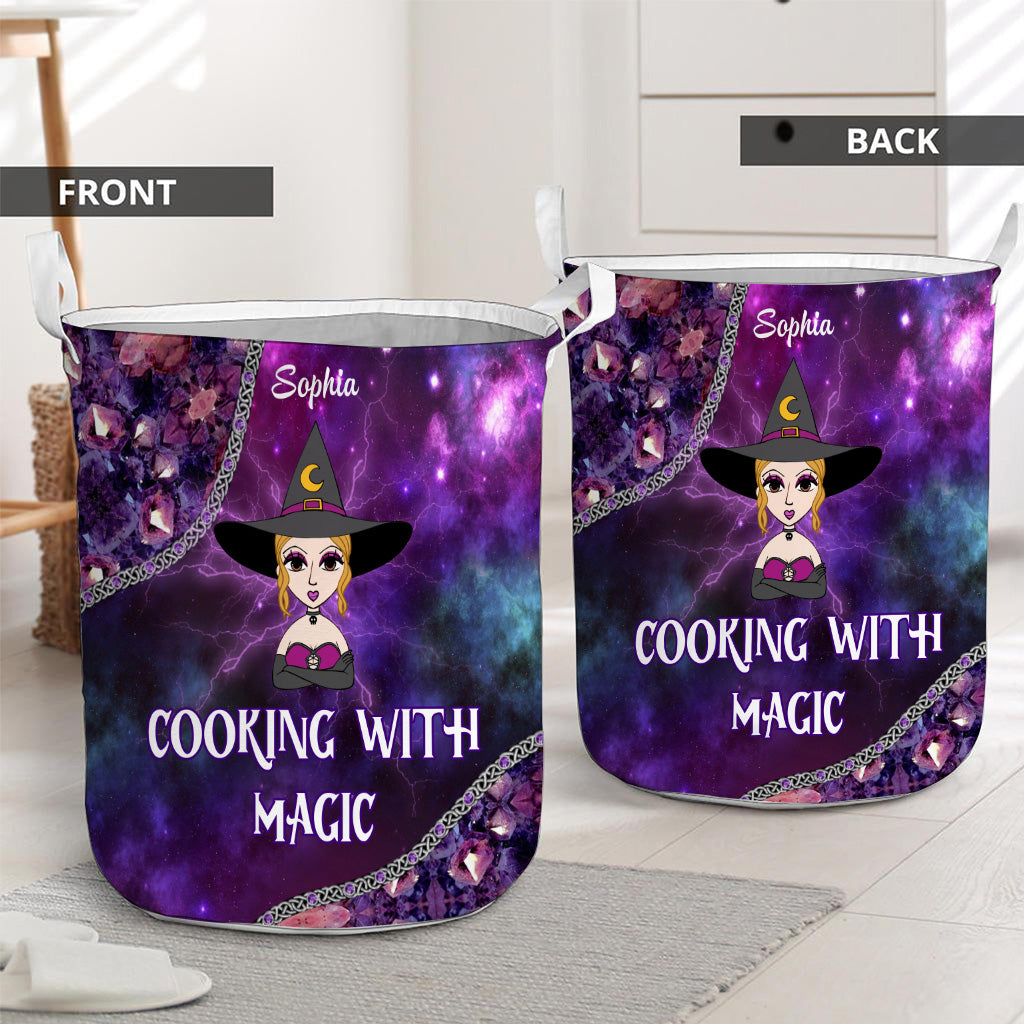 Cooking With Magic Custom Personalized Witch Halloween Theme Laundry Basket