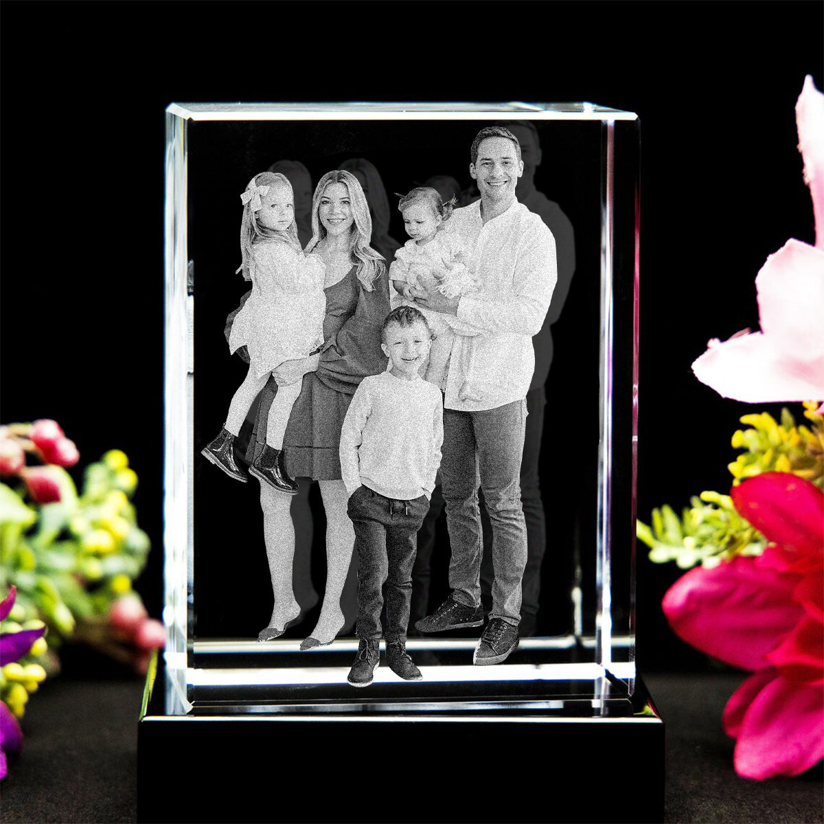 Custom Photo - Personalized Family Laser Engraving 3D Cuboid Shaped Crystal Lamp