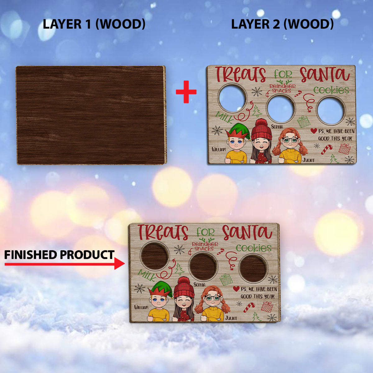 Treats For Santa - Personalized Family 2 Layered Wood Sign