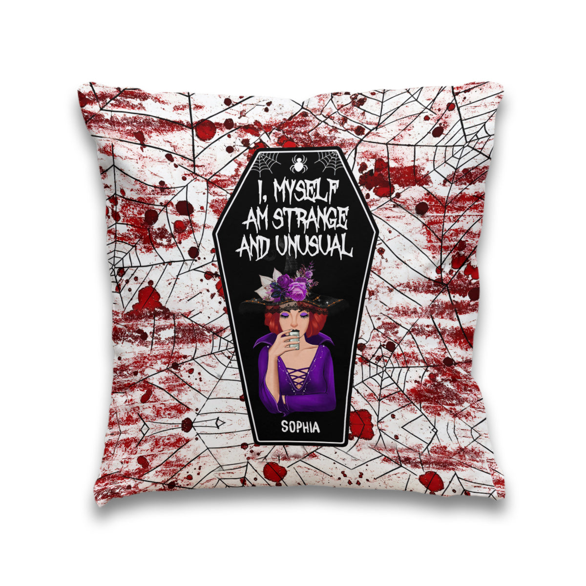 I Myself Am Strange and Unusual - Personalized Witch Throw Pillow