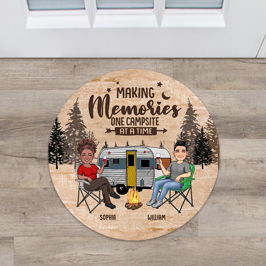 Discover Happy Camper - Camping gift for husband, wife, boyfriend, boyfriend - Personalized Shaped Doormat