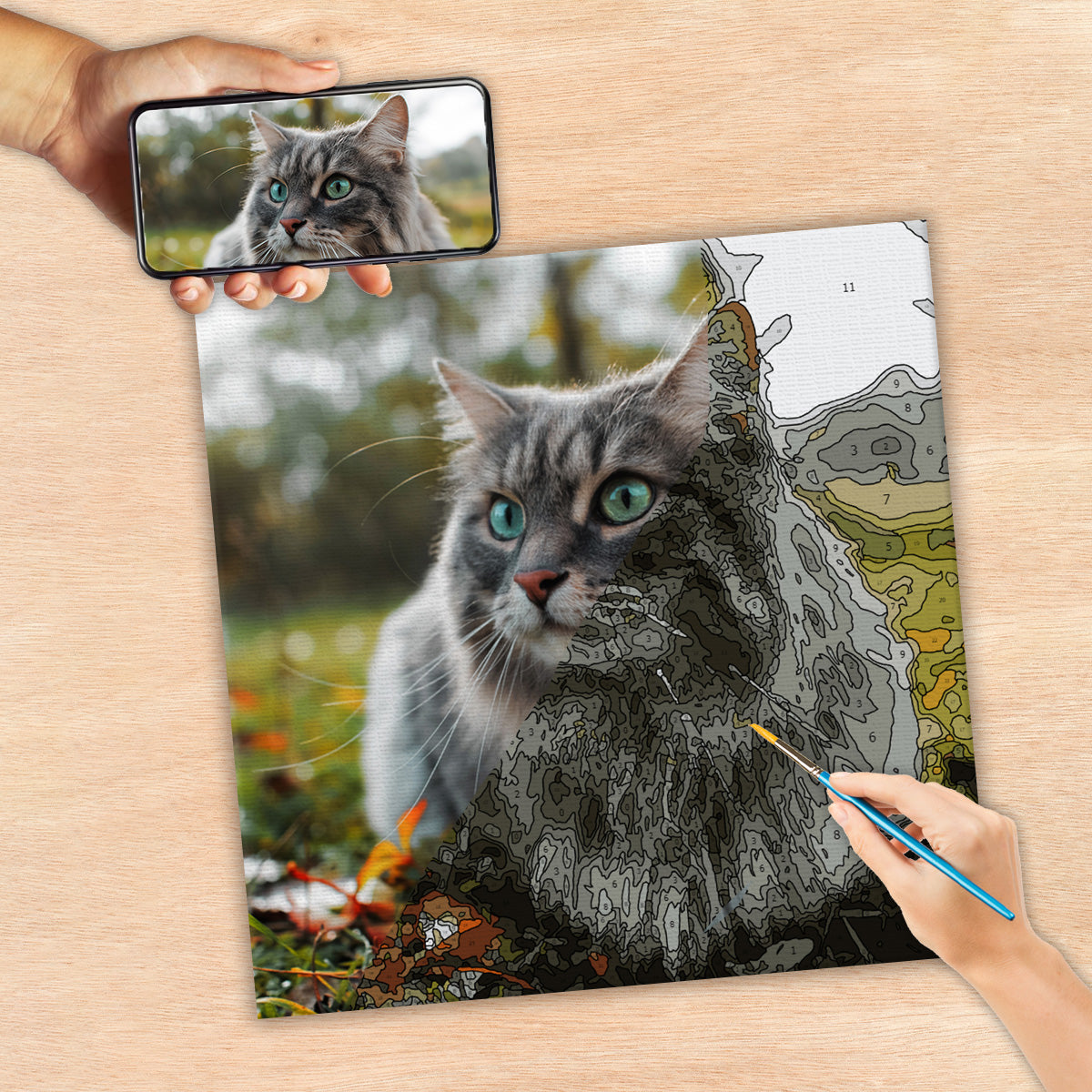 Custom Photo - Personalized Cat Paint By Numbers Kit