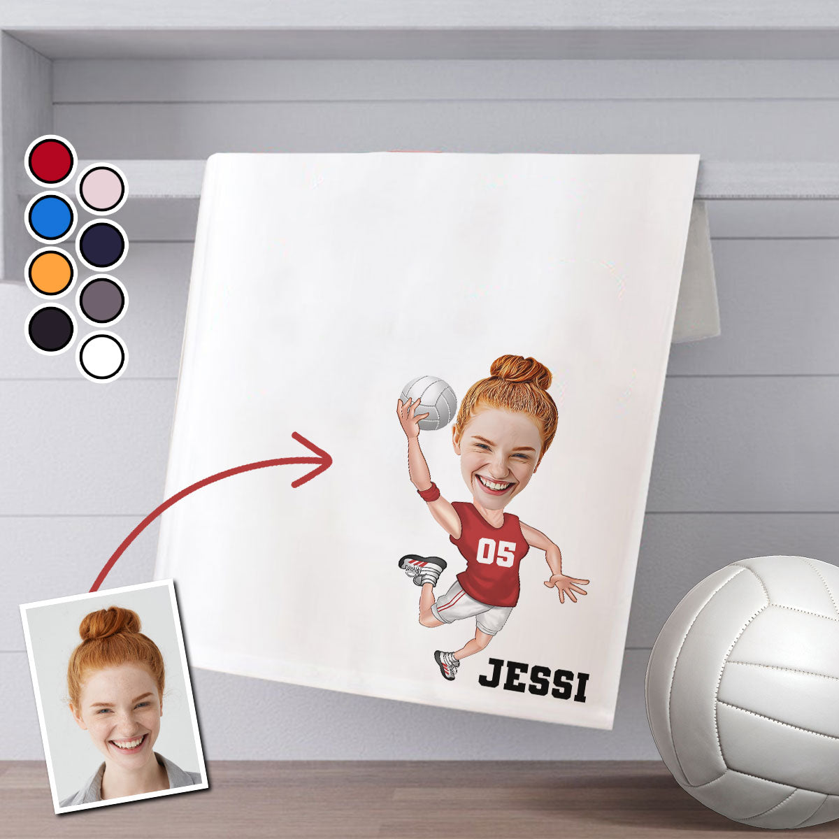 Sporty Towel - Personalized Volleyball Towel