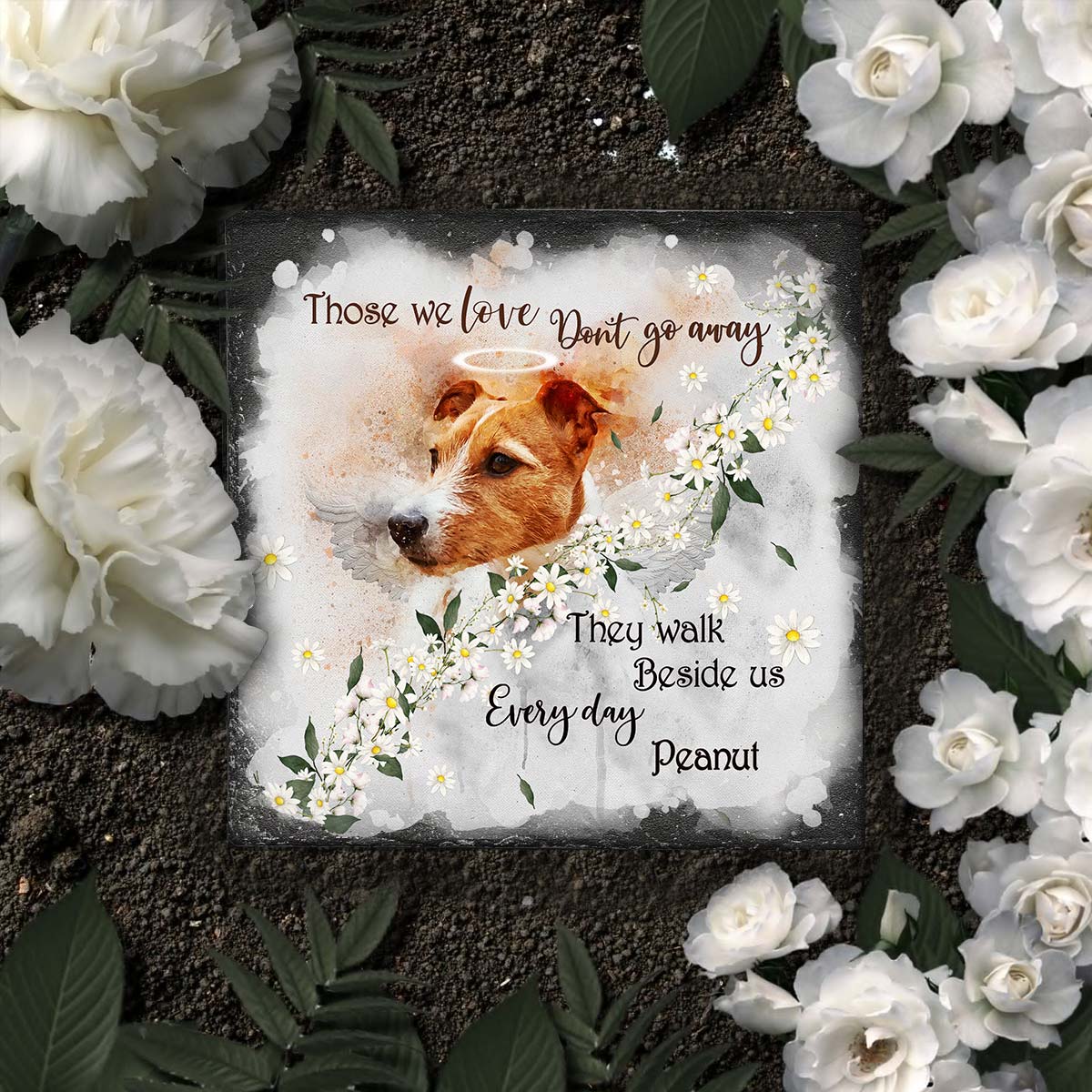 Those We Love Don't Go Away - Personalized Dog Square Shaped Stone