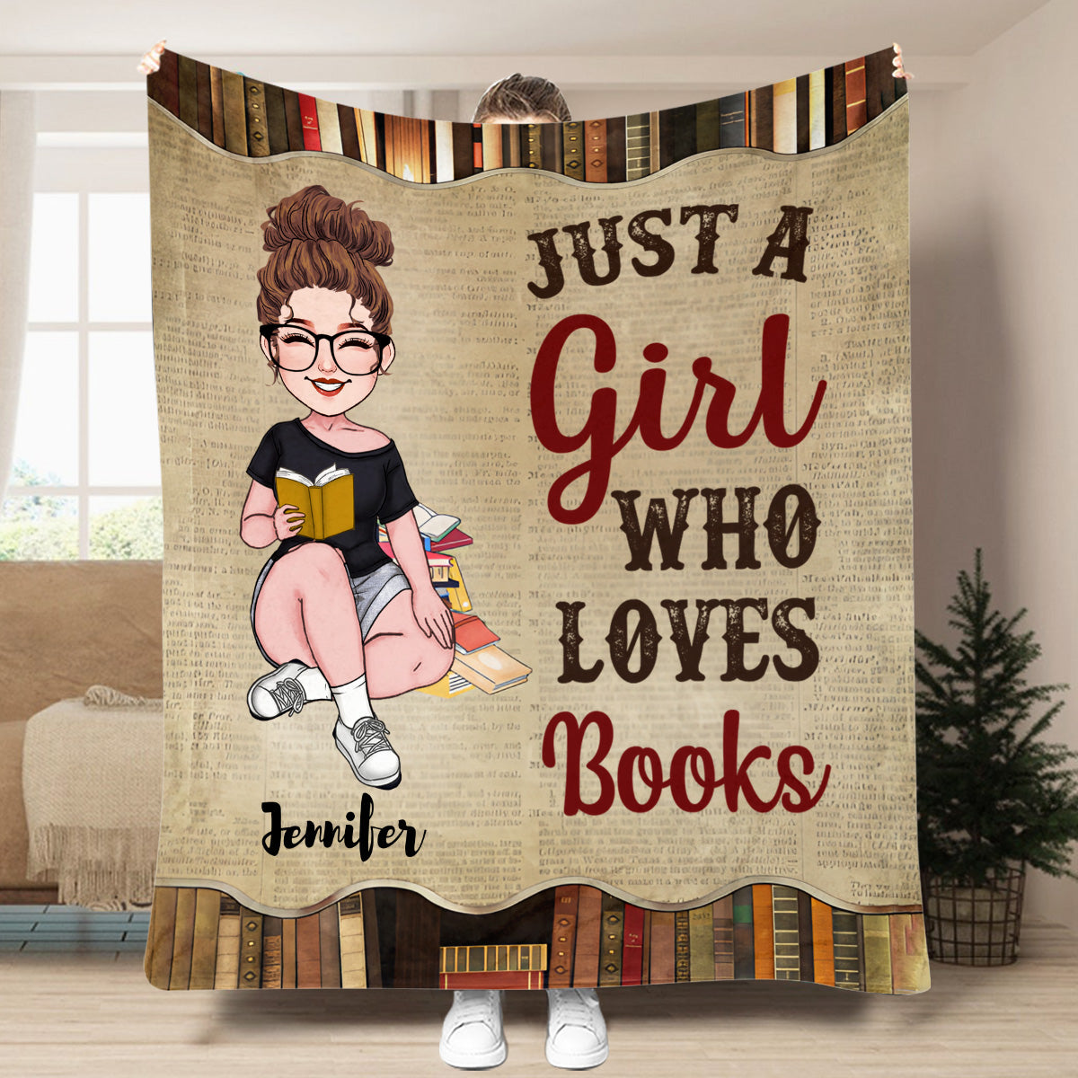 Just A Girl Who Loves Book - Personalized Book Blanket