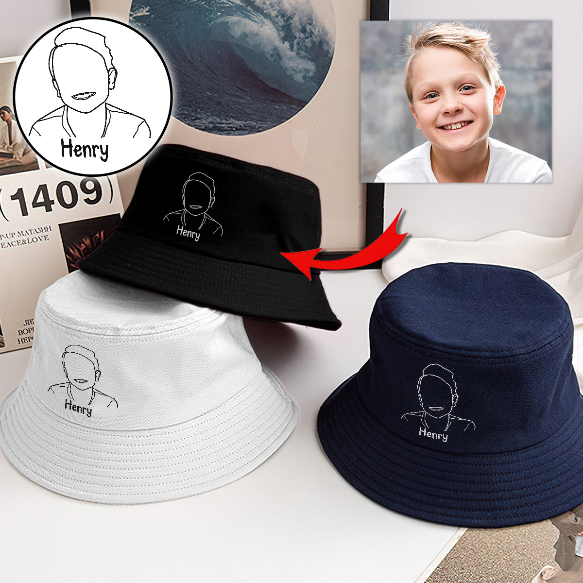 Custom Photo - Personalized Kid Embroidered Bucket Hat