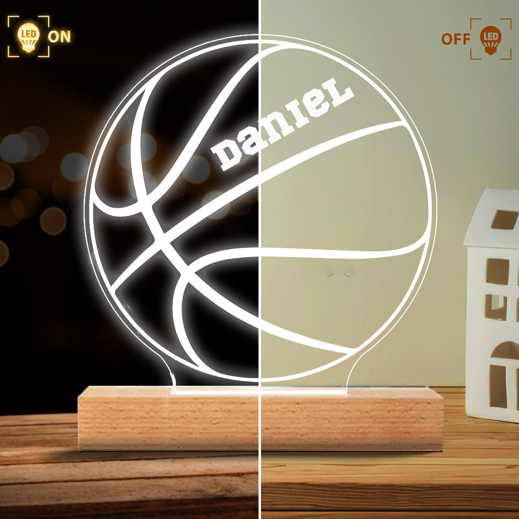 Love Basketball - Personalized Basketball Shaped Plaque Light Base